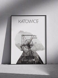Plakat Katowice BW portret - Limitowany