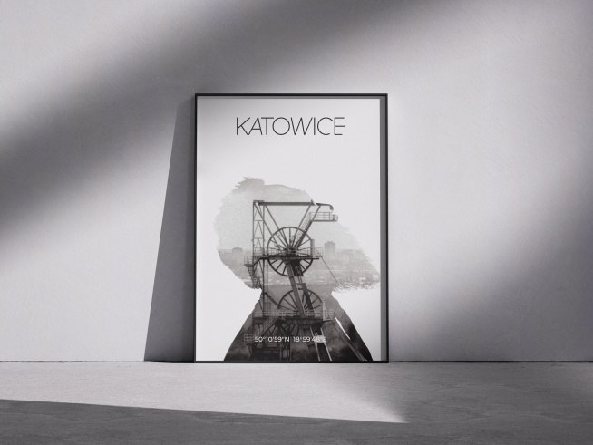 Plakat Katowice BW portret - Limitowany