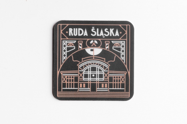 Podkładka korkowo pod kubek RUDA ŚLĄSKA ŁOBROZEK - kontury