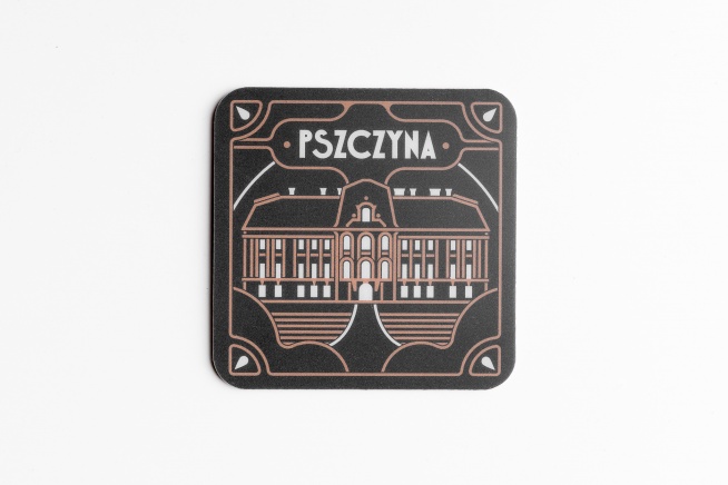 Podkładka korkowo pod kubek PSZCZYNA ŁOBROZEK - kontury