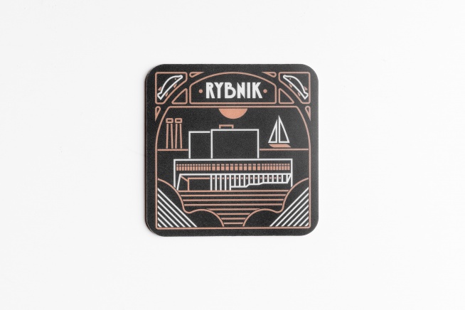 Podkładka korkowo pod kubek RYBNIK ŁOBROZEK - kontury