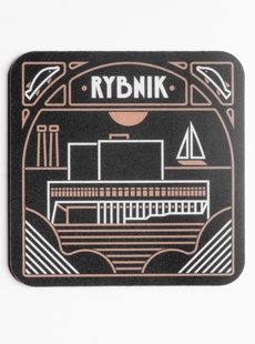 Podkładka korkowo pod kubek RYBNIK ŁOBROZEK - kontury