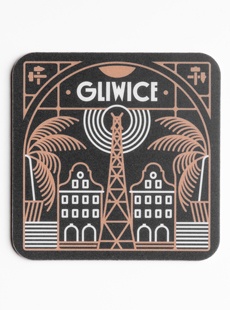 Podkładka korkowo pod kubek GLIWICE ŁOBROZEK - kontury
