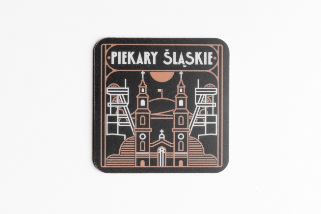 Podkładka korkowo pod kubek PIEKARY ŚLĄSKIE ŁOBROZEK - kontury