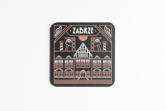 Podkładka korkowo pod kubek ZABRZE ŁOBROZEK - kontury