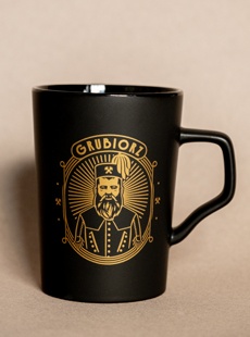 Kubek Grubiorz czorno - złoty